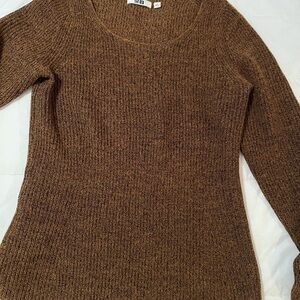 Uniqlo Brown Scoop Neck Sweater wool